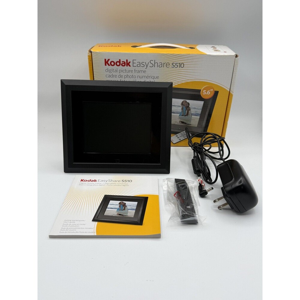 Kodak EasyShare S510 Digital Picture Frame 5.6" Black Box Adapter USB